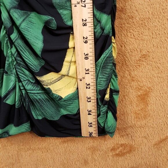 GANNI Womens Dress Size 36 Green Puff Sleeve Ruched Mini Pullover Stretch BANANA - Picture 11 of 12